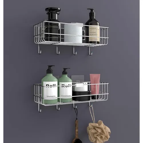 Image of Stainless Steel Self Adhesive Bathroom Shelf 