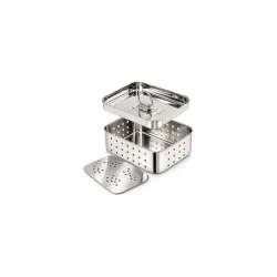 Stainless Steel Paneer Maker Mould with Pressing Lid & Removable Base, Square Paneer Press for Homemade Paneer, Tofu, Fresh Cheese & Sprouts