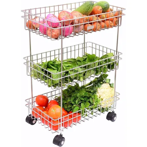 Image of Stainless Steel Fruit and Vegetable Storage Stand Rack 