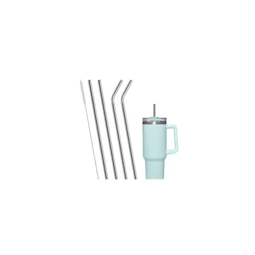 Image of Stainless Steel Straws with Cleaning Brush for Kids & Adults