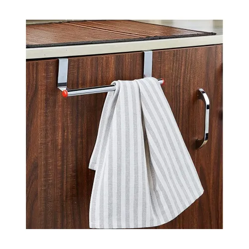 Image of Stainless Steel Towel Holder Cabinet Hanger Over Door Kitchen Hook Drawer Storage