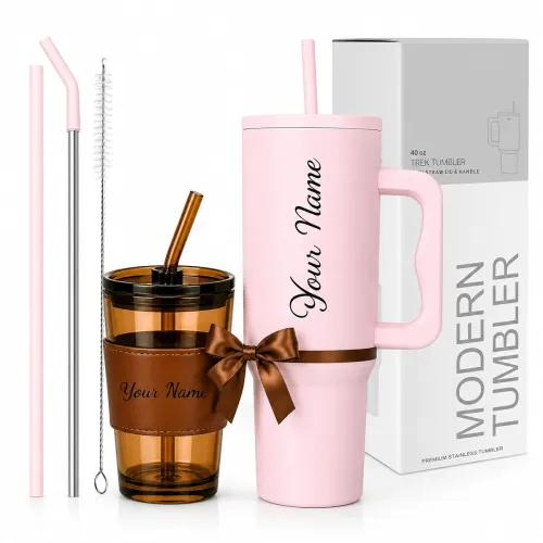 Image of Stainless Steel Tumbler with Lid & Straw 1200ml 