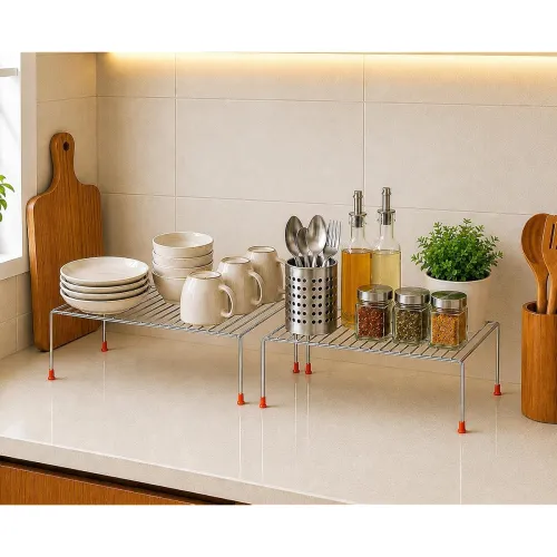Image of Stainless Steel Under Cabinet Kitchen Dish Rack Storage Floating 