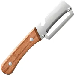 Stainless Steel Vegetable Peeler with Wooden Handle & Built-in Bottle Open