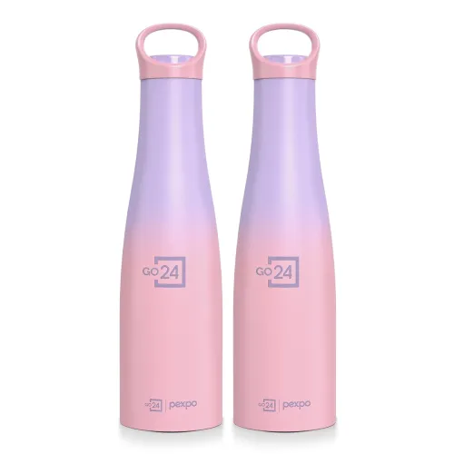 Image of Stainless Steel Water Bottle Morocco Ombre 600ml Pack of 2 Pink-Purple