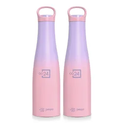 Stainless Steel Water Bottle Morocco Pink-Purple Ombre 600ml Pack of 2, Triple Wall, Leakproof lid, BPA Free, ideal for gym, hiking, travel, Hot & Cold, food-grade stainless steel.