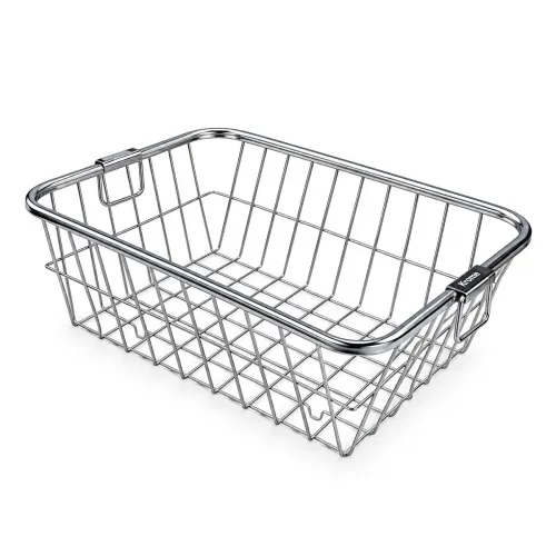 Image of Stainless Steel Dish Drying Rack for Kitchen Sink – Large Rectangular Wire Dish Basket with Handles for Plates, Bowls, C