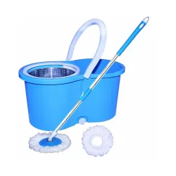 Stainless Steel Wringer Spin Mop Set (2 Microfiber Refills)