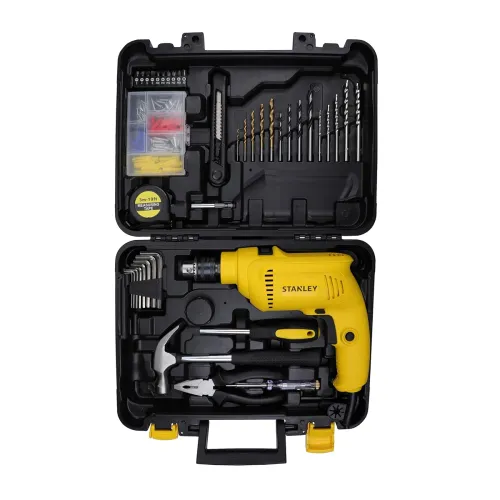 Image of STANLEY SDH550KP 550W 10mm Hammer Drill and 120-Pieces Hand Tool Kit