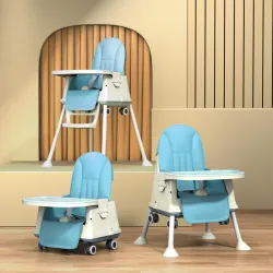 StarAndDaisy Folding Baby High Chair Adjustable Recline Blue