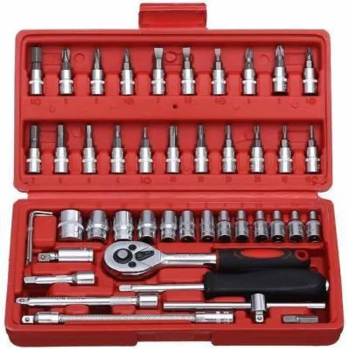 Image of STARKENDY High Quality 46pcs 1/4-Inch Ratchet Torque Wrench Combo Car Repair Tools Set Double Sided Socket Wrench (Pack 