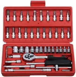 STARKENDY High Quality 46pcs 1/4-Inch Ratchet Torque Wrench Combo Car Repair Tools Set Double Sided Socket Wrench (Pack 