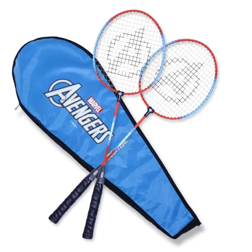 Image of STARTER Captain America Badminton Racket Set of 2 by Starter - Anti Slip Grip, Nylon Gut, Alloy Joint, Multi-Colour