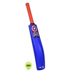 Starter Cricket Set of Bat & Ball for Kids 3+ Years-Avenger Series Captain America, Blue