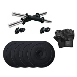 StarX 10 kg PVC Dumbbells Set with Leather Gym Gloves | Gym Equipment for Home Gym Workout Weight Lifting Strength Training & Exercise Fitness Gym Accessories