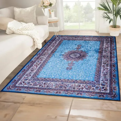 Image of STATUS 150 cm X 210 cm Velvet Carpet (Rectangle, Light Blue)