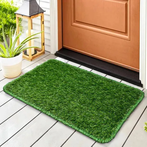 Image of STATUS Artificial Grass Door Mat (Green, Small)