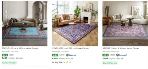 Image of Status Carpet Rugs at Minimum 93% Discount
