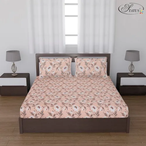 Image of Status Contract Cotton Rich Double Bedsheet with 2 Pillow Covers