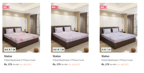 Image of Status Fitted Bedsheets Starting @ ₹179