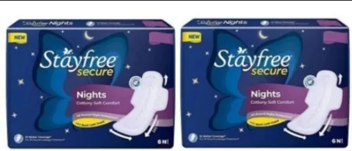 Image of STAYFREE Secure Nights 6+6 pads ( pack of 2) Sanitary Pad (Pack of 2)