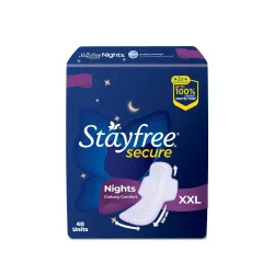 Stayfree Secure Nights XXL | 40 Pads| Cottony Soft Sanitary Pads for Women | Upto 100% leakage protection | Buy XXL at X