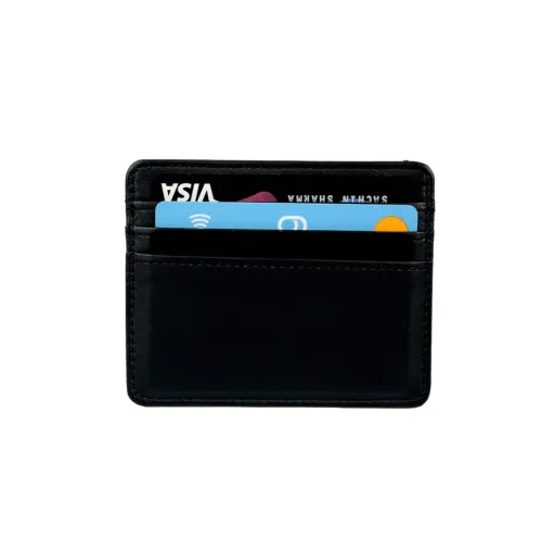 Image of Stealodeal Black Slim Leather Card Holder 