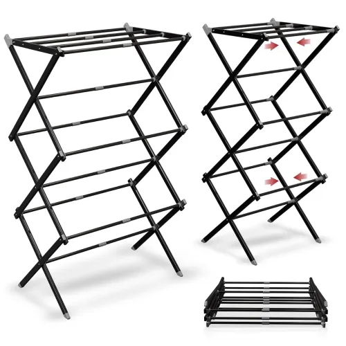 Image of Lifelong Carbon Steel Foldable Clothes Drying Stand for Laundry, Expandable Heavy Duty Space Saving Drying Rack with Adj