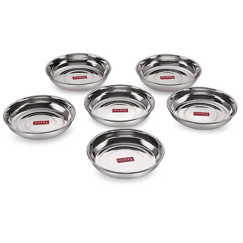 Image of Steel Multipurpose Snacks Serving Plate 300ml Set of 6