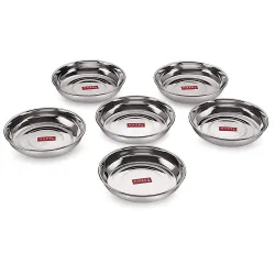Steel Multipurpose Snacks Serving Plate 300ml Set of 6