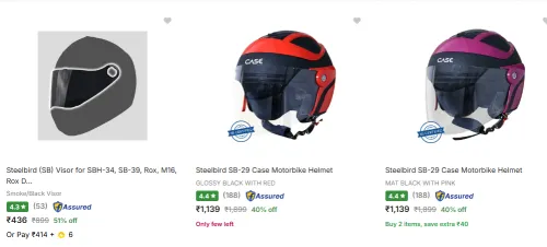 Image of Steelbird Motorbike Helmet Starting @ ₹436