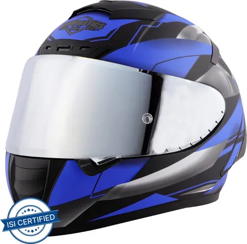 Image of Steelbird SA-2 Aeronautics Metallic Mat Motorbike Helmet (Blue)