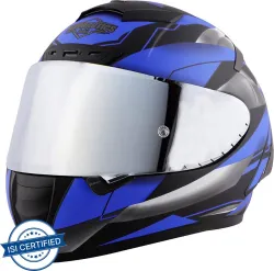 Steelbird SA-2 Aeronautics Metallic Mat Motorbike Helmet (Blue)