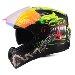 Steelbird SBA-1 Angry Dog ISI Certified Full Face Graphic Helmet for Men and Women with Inner Smoke Sun Shield
