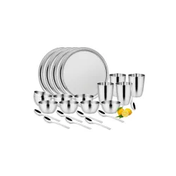 Steelcraft Premium Clay 24-Piece Stainless Steel Dinner Set Silver