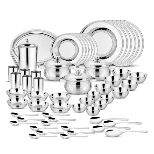 Image of Steelcraft Premium Stainless Steel Dawat-E-Nikah Dinner Set 57 Pcs