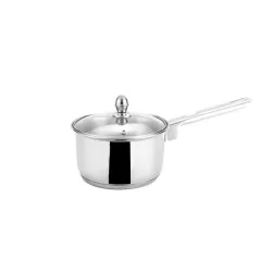 Steelcraft Premium Stainless Steel Raven Saucepan with Glass lid -18 cm, 1780ml (Induction Friendly) Cook and Serve, for Multipurpose Cooking, Silver, Set of 1