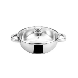 Steelcraft Premium Stainless Steel Esteem Kadhai -20 cm, 1600ml (Induction Friendly) Cook and Serve, for Multipurpose Co