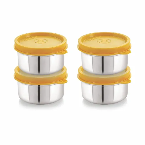 Image of STEELLOCK Airtight Stainless Steel Container Set (4 x 700ml, Yellow)