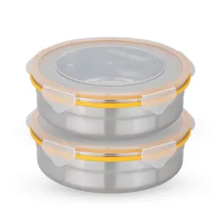STEELLOCK Stainless Steel Airtight Container with Lid | Leakproof, BPA-Free, Durable Kitchen Storage | Multipurpose Food Storage Containers for Kitchen | SL-1501-set of 2, 1300ml each, Yello...