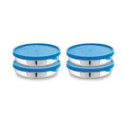 STEELLOCK Stainless Steel Airtight Container | Leak Proof Container/Storage/Lunch Box with Lid | BPA Free, Durable & Rust-Proof | SL-41-set of 4, 550ml each, Blue