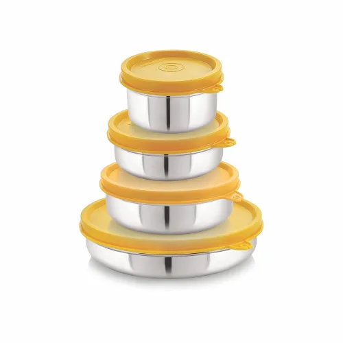 Image of STEELLOCK Yellow Stainless Steel Airtight Container Set of 4