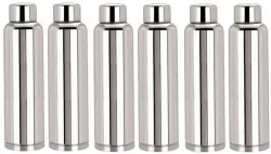 Steelo classic STainless Steel Water Bottle 1000 ml Steel Bottle (Pack of 6, Silver)