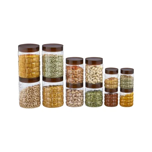 Image of Steelo Solitaire Plastic Kitchen Container Set (Brown, 300 ML, Packof12)