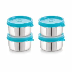 STEELLOCK Stainless Steel Airtight Container | Leak Proof Container/Storage/Lunch Box with Lid | BPA Free, Durable & Rust-Proof | SL-42-set of 4, 700ml each, Turquoise