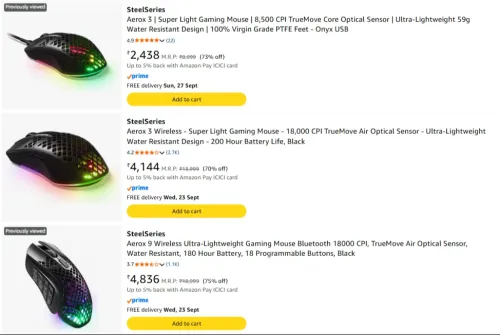 Image of SteelSeries Mouse upto 75% Discount