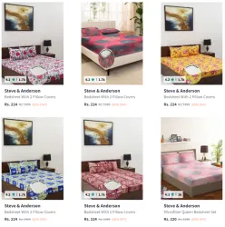 Steve And Anderson Bedsheets @ Starting ₹220