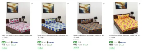 Image of Steve And Anderson Bedsheets at minimum 80% Discount