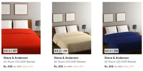 Image of Steve & Anderson Blankets Upto 89% Discount