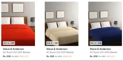 Steve & Anderson Blankets Upto 89% Discount